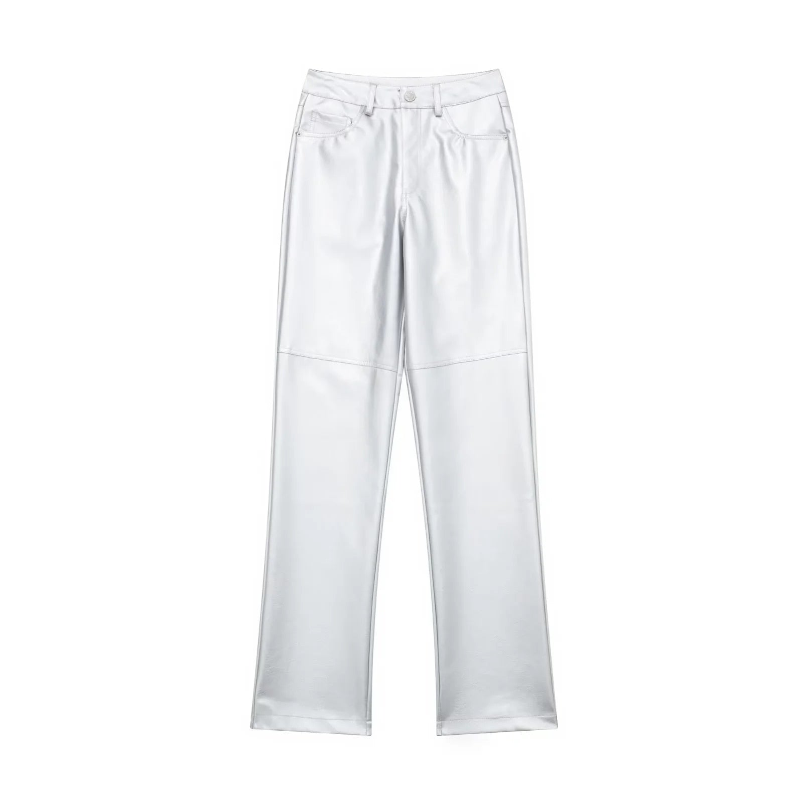 Metallic High Waist Leather Pants