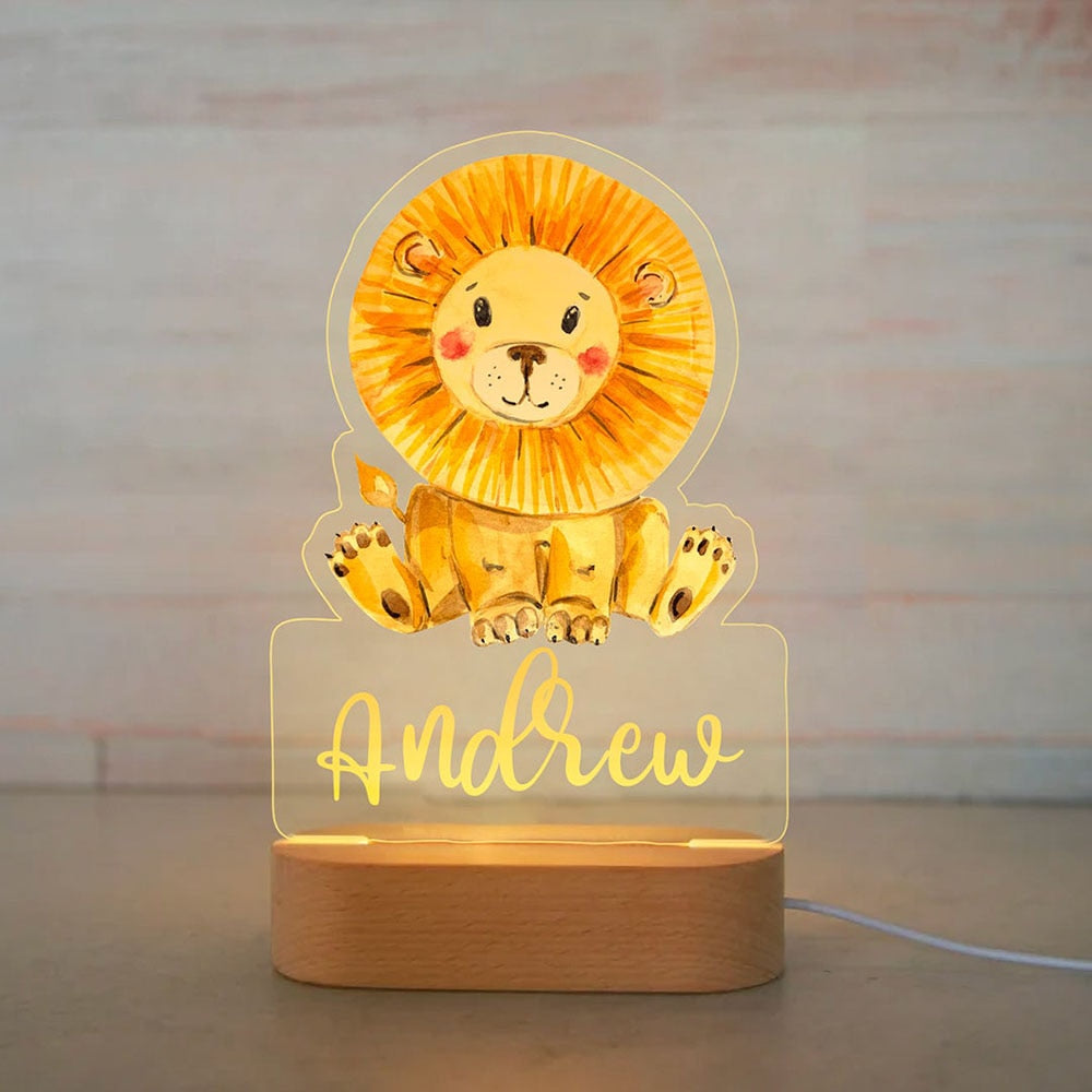 Personalized Baby Elephant Lion LED Night Light Lamp