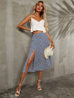 Split Thigh Floral Print Skirt