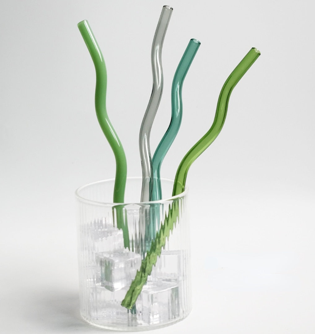 Floriddle Glass Twist Reusable Straws