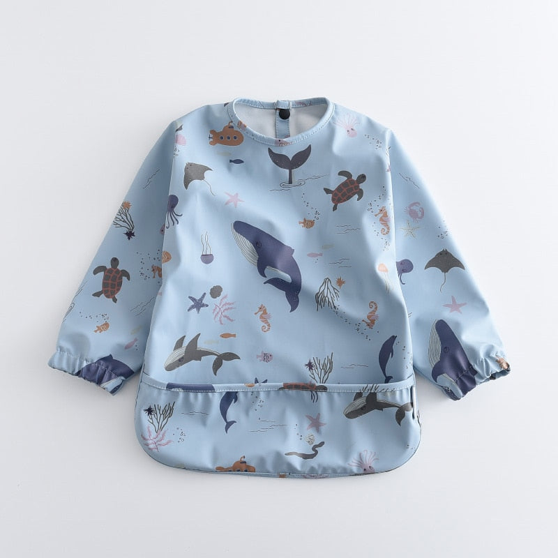 Cartoon Print Bibs Long Sleeve Bear