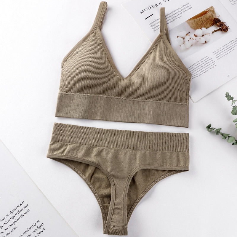French Backless Push Up Underwear Set