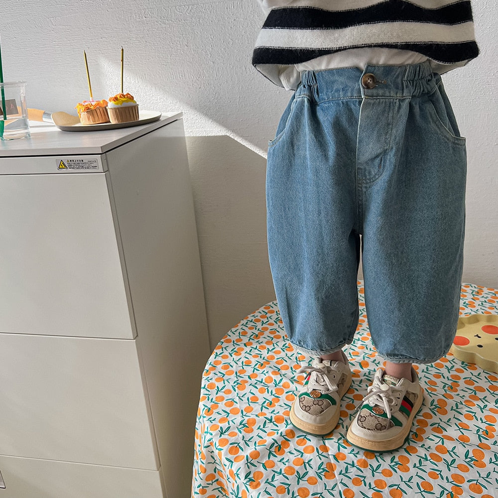 Cotton Denim Harem Pants