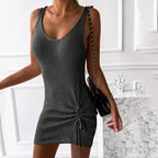 Knit V Neck Mini Dress