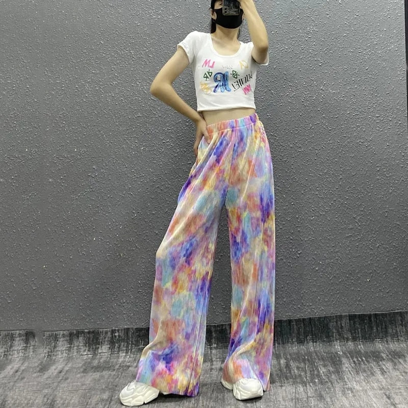 Multicolor Wide Leg Trousers Pants