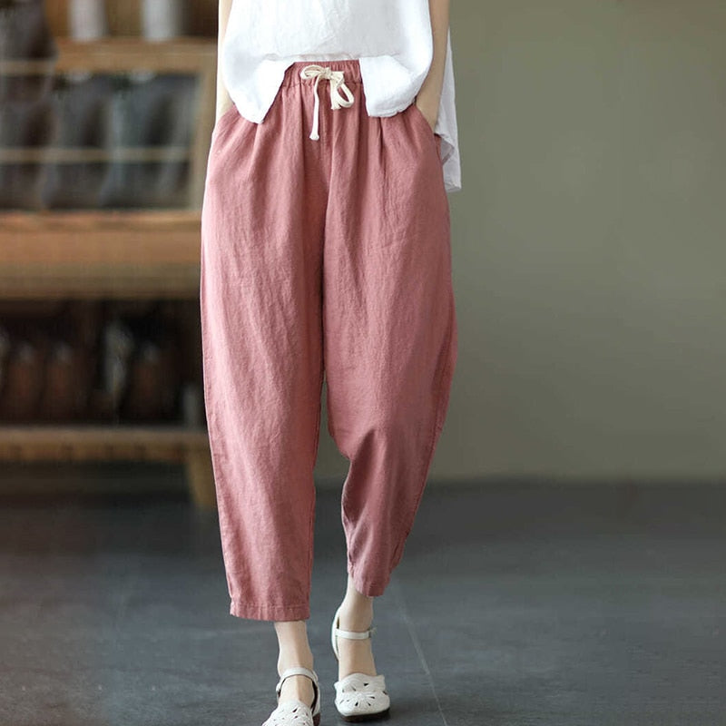 Soft Pink Loose Harem Pants