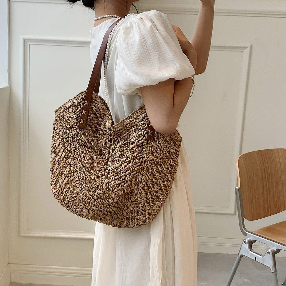 Straw Tote Shoulder Bag