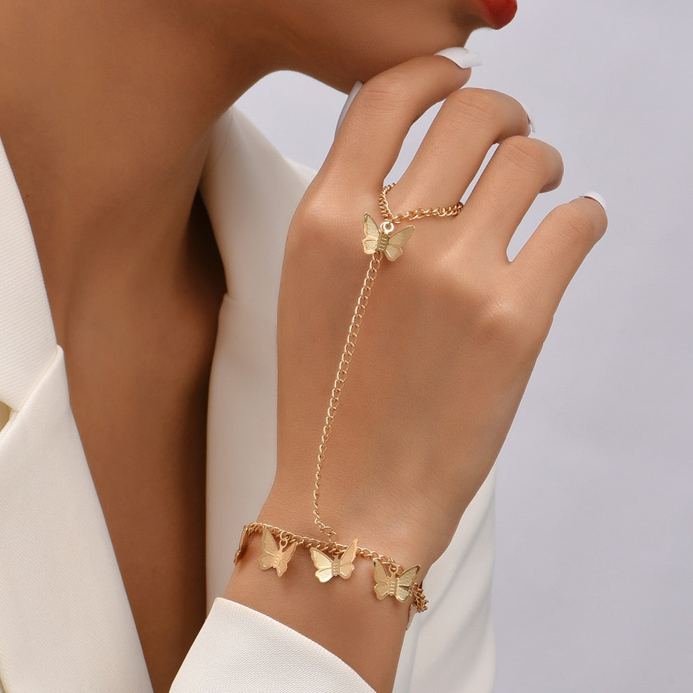 Pearl Chain Bracelet Ring