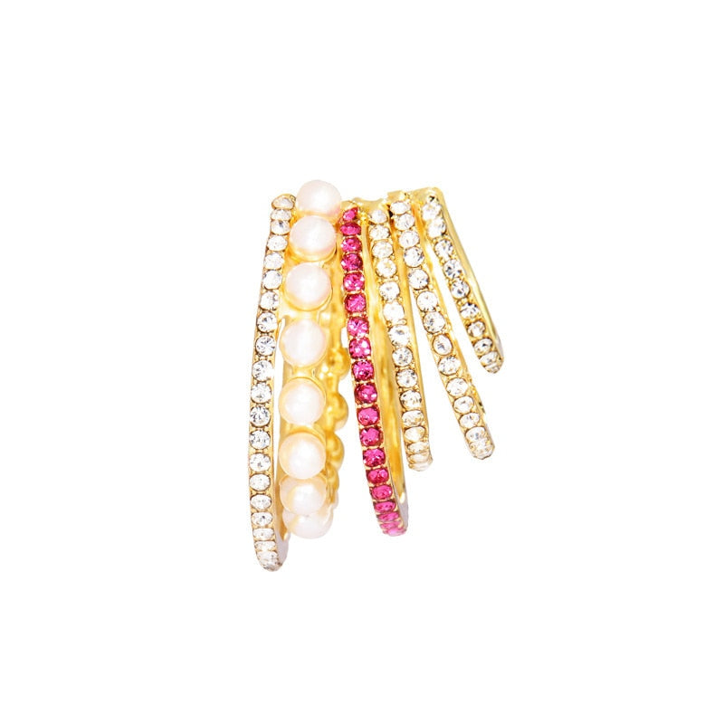 Pearl Ear Cuff Rhinestone Earrings