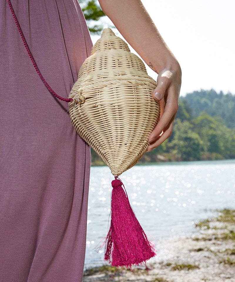 Shell Rattan Crossbody Bags