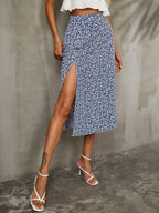 Split Thigh Floral Print Skirt