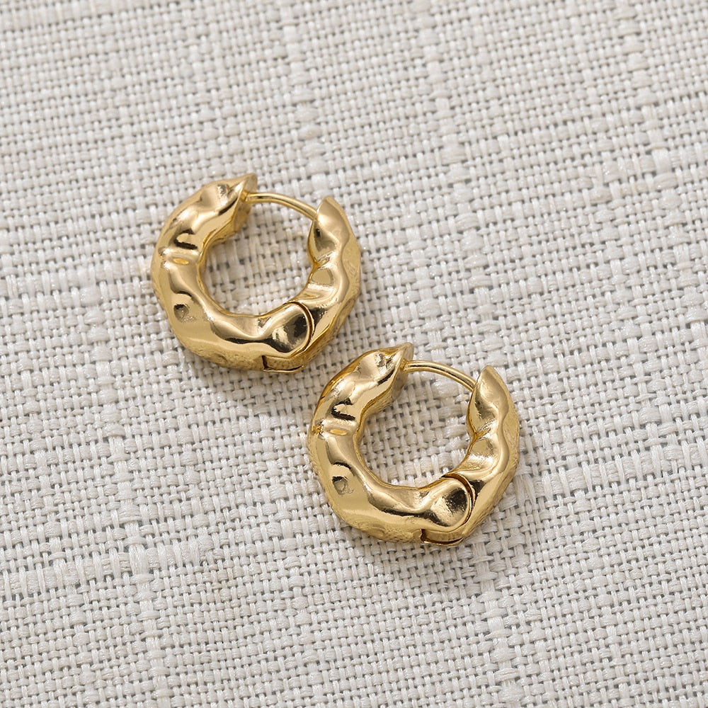 Punk Gold Chunky Hoop Earrings