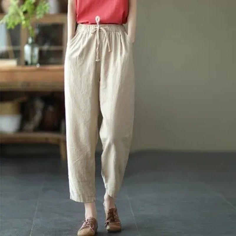 Beige Loose Harem Pants