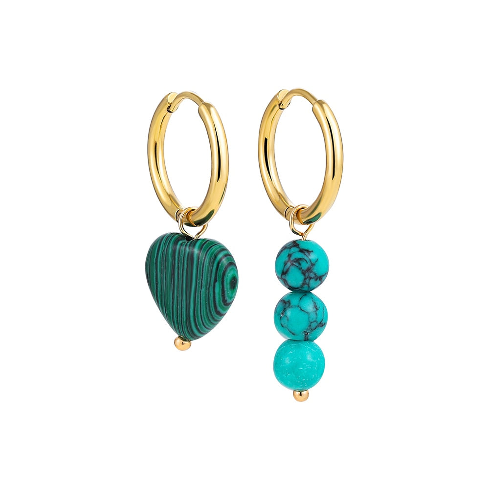 Natural Stone Hoop Earrings