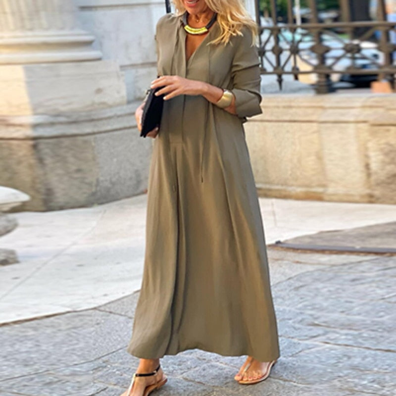 Long Sleeve V-neck Dress