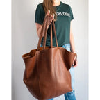Leather Oversize Tote Shoulder Bag
