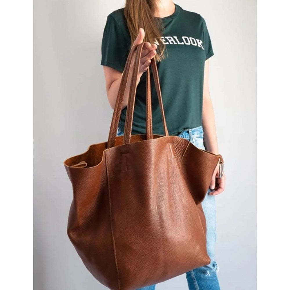 Leather Oversize Tote Shoulder Bag