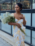 Floral French Maxi Long Dress