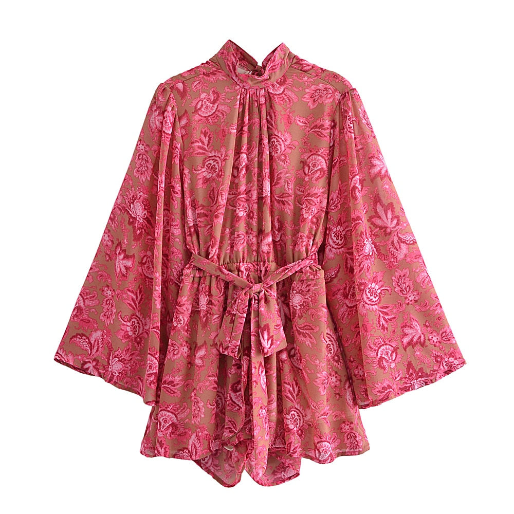 Peacock Floral Print Jumpsui