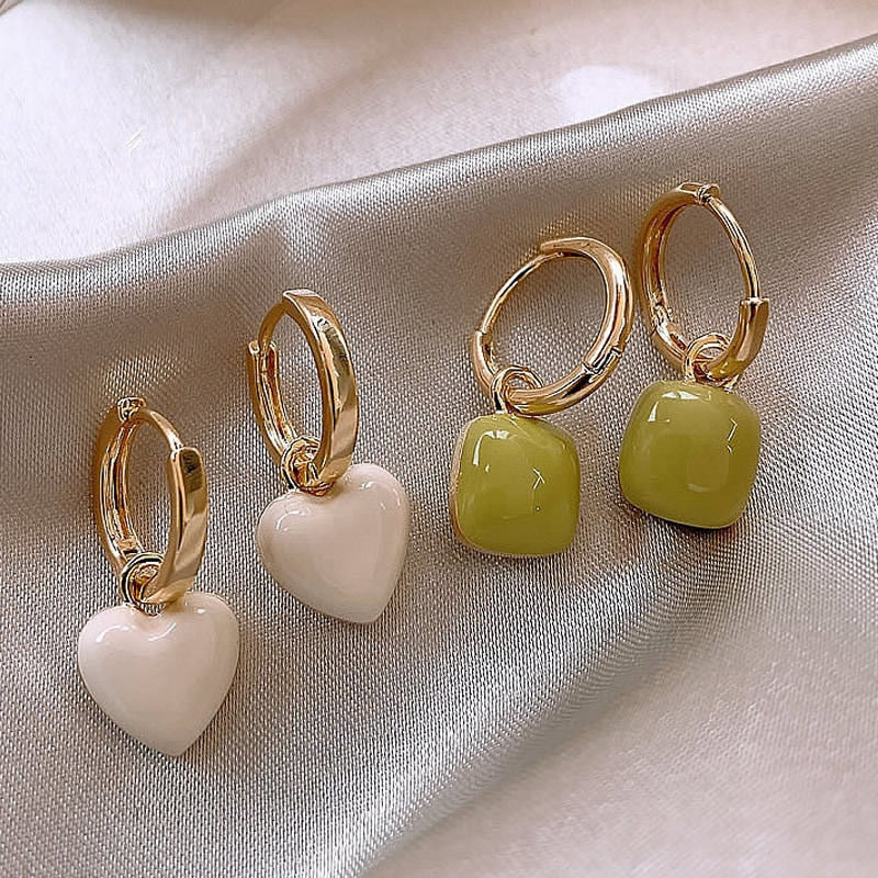 Geometric Love Square Dangle Earrings