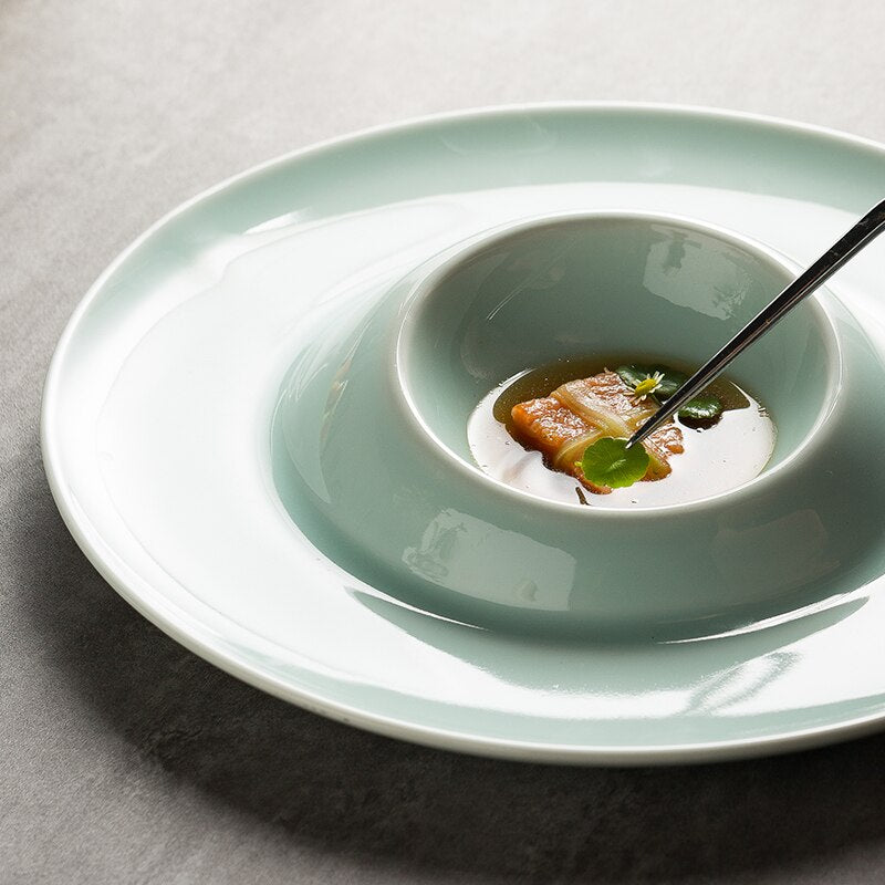 White Ceramic Steak Plate