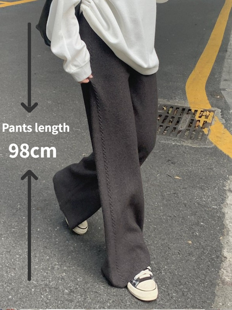 Loose Knitted Wide Leg Pants