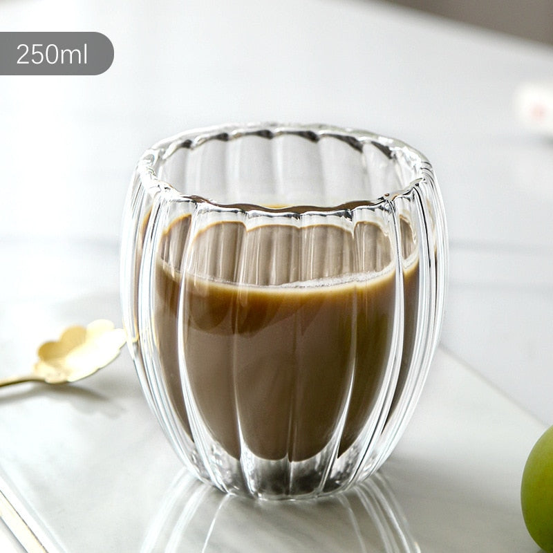 Stripe Double Wall Glass Mug