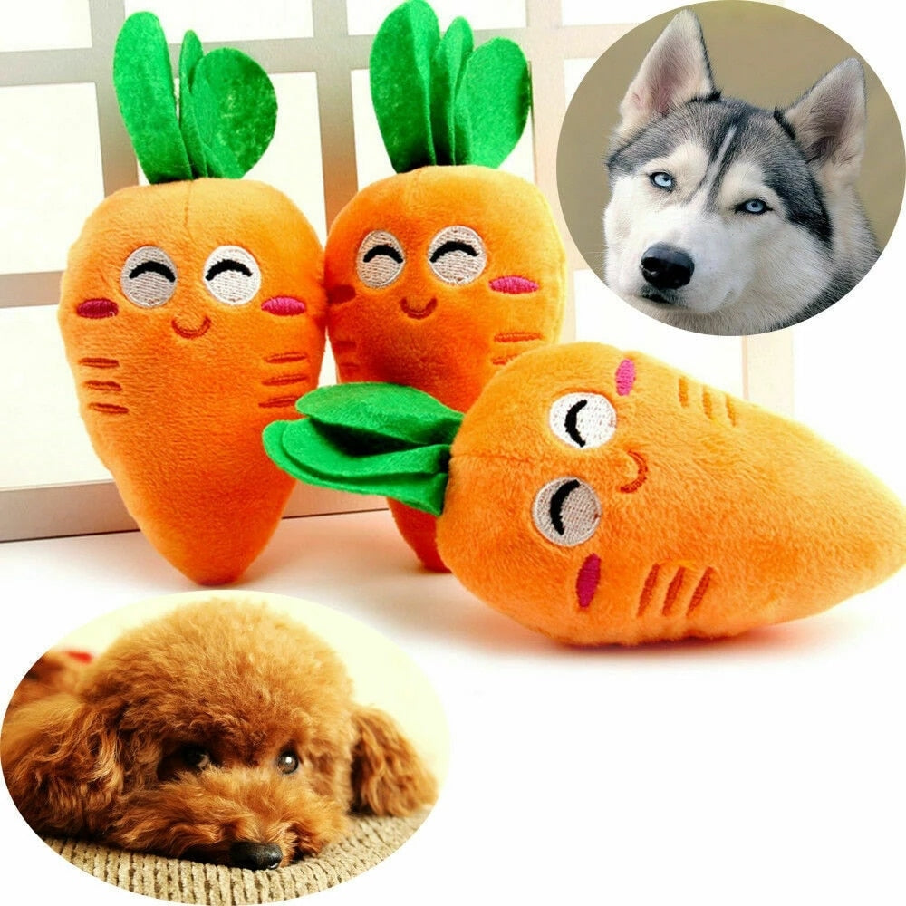 Orange  Carrot Plush Chew Squeaker Sound