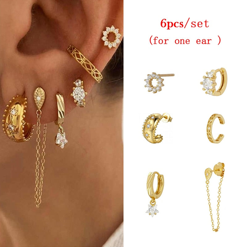Gold Earrings Set