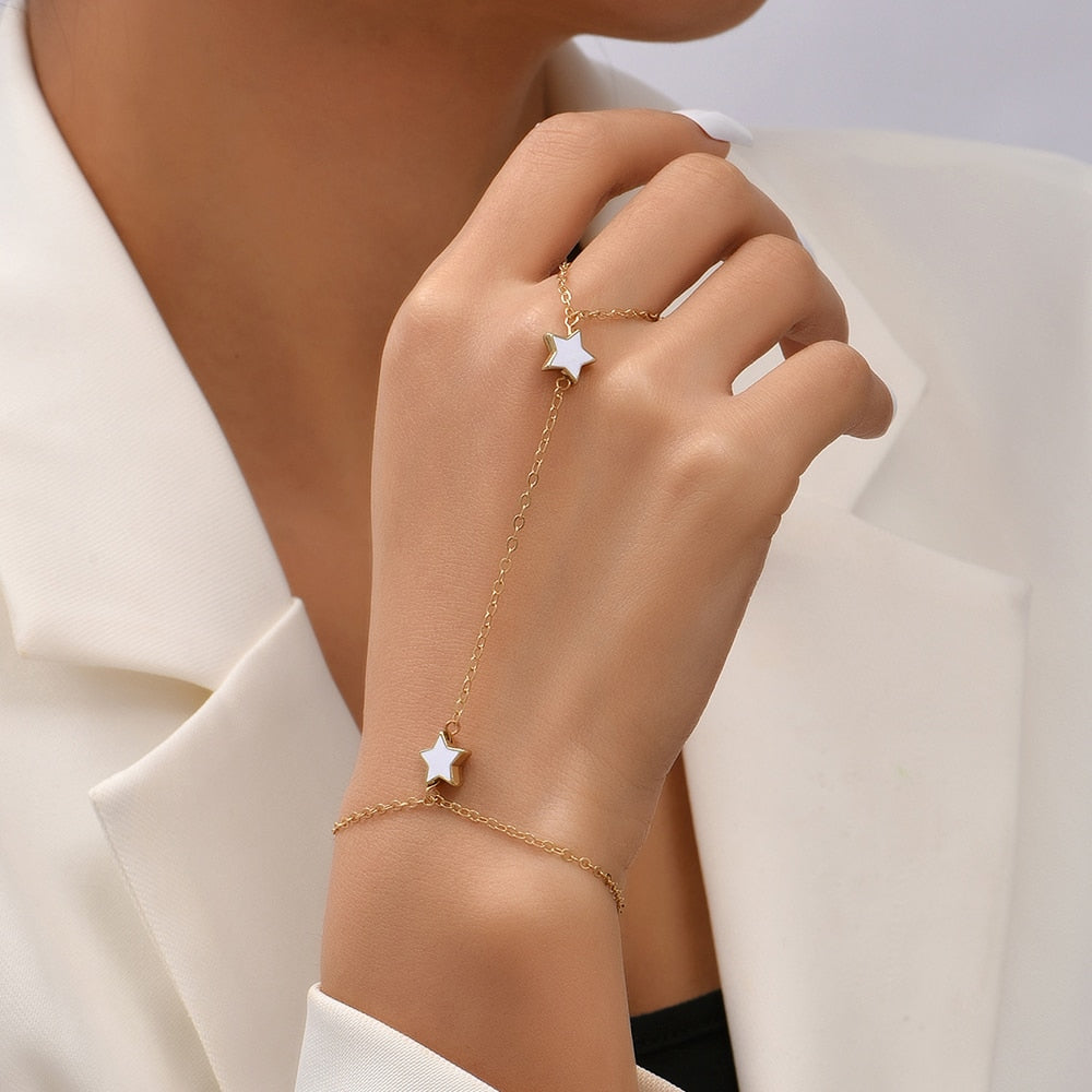 Pearl Chain Bracelet Ring