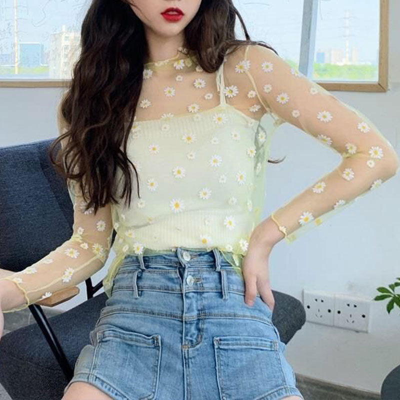 Turtleneck Daisy See Through T-shirt