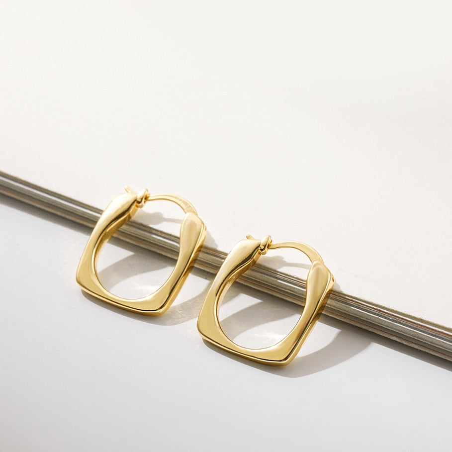 Minimalist Geometric Twist Hoop Earrings