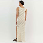 Apricot Knitted Sleeveless Midi Dress