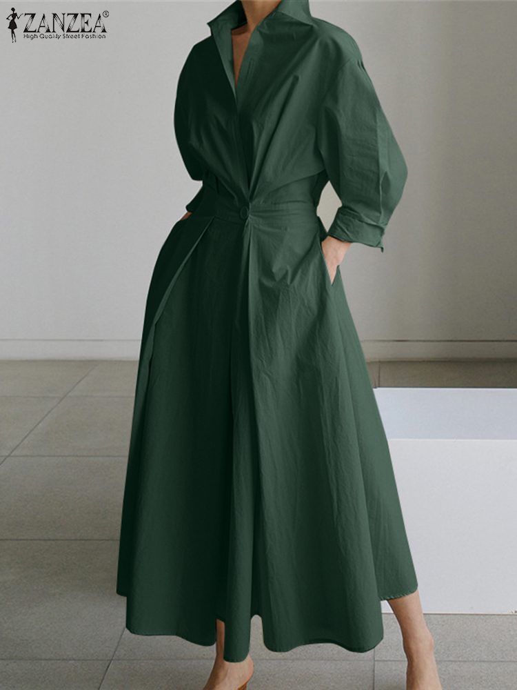 Oversized Neck Long Sleeve Shirt Dress
