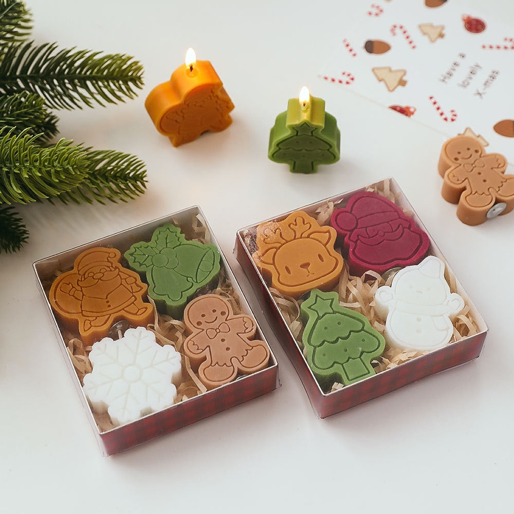 4PCS Christmas Gift Candles Set Decor