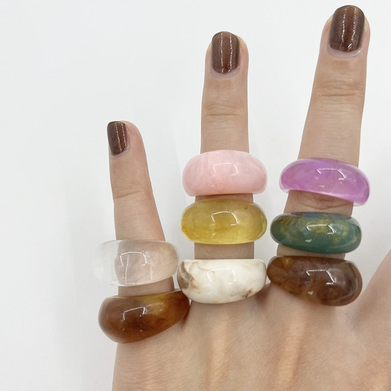 Transparent Resin Geometric Ring