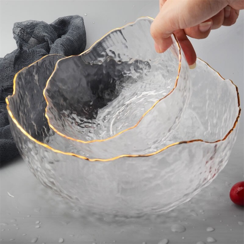Irregular Gold  Glass Salad Bowl (6 Colors)