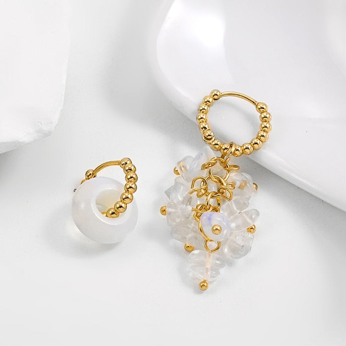 Natural Stone Hoop Earrings