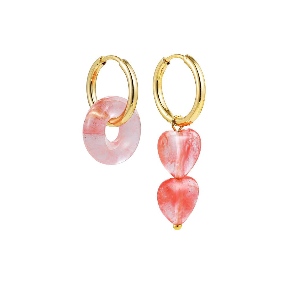Natural Stone Hoop Earrings