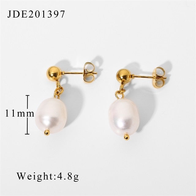 Pearl Stainless Steel Earrings