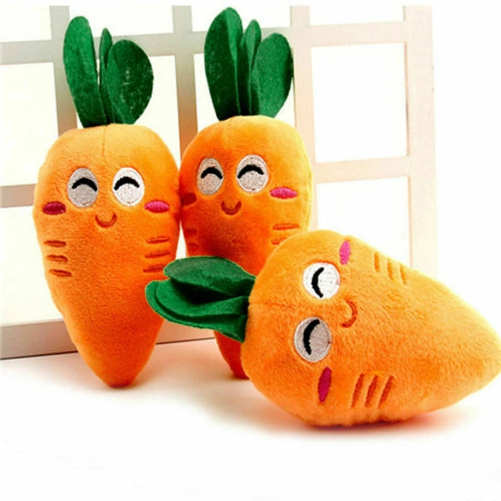 Orange  Carrot Plush Chew Squeaker Sound