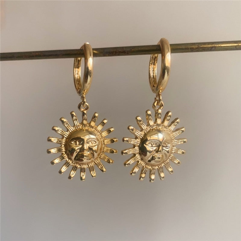 Gold Sun Earrings