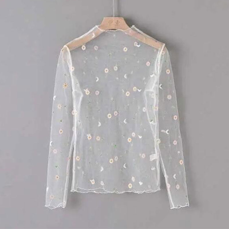 Turtleneck Daisy See Through T-shirt