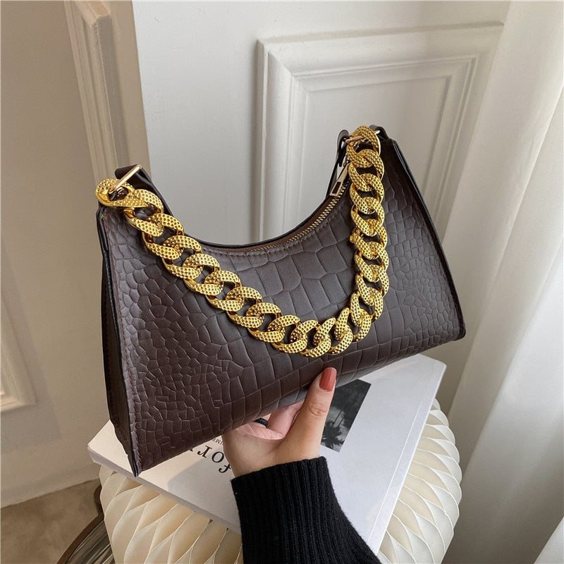 Crocodile PU Leather Shoulder Bag