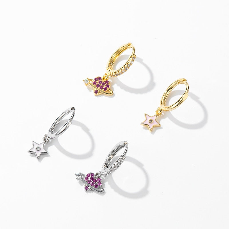 Star Heart Rhinestone Earring