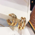 Twist Metal Circle Geometric Round Hoop Earrings