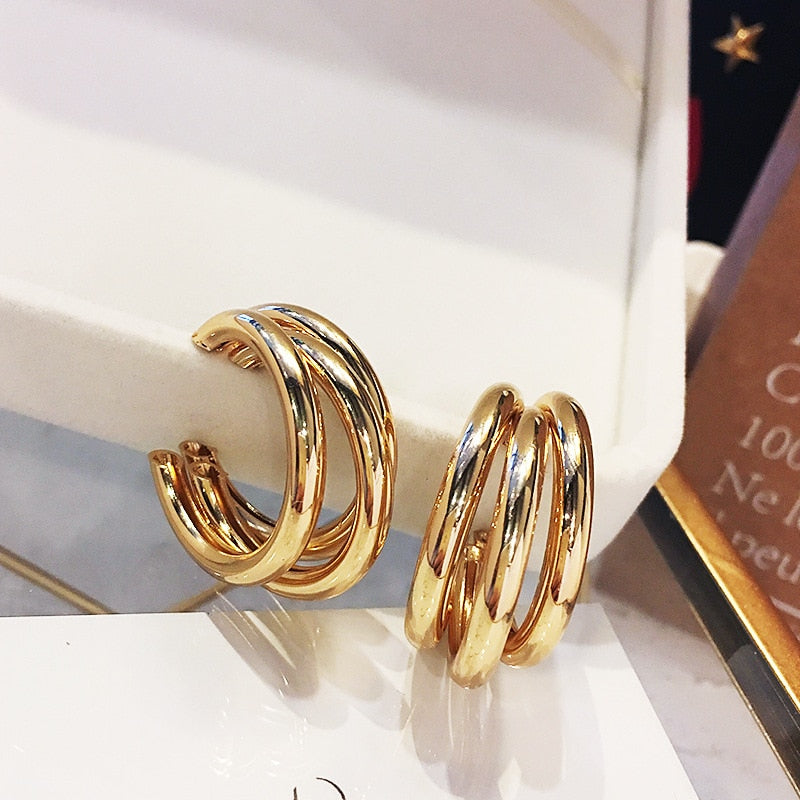 Twist Metal Circle Geometric Round Hoop Earrings