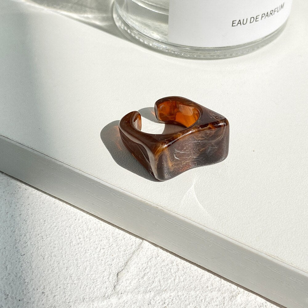 Transparent Resin Geometric Ring