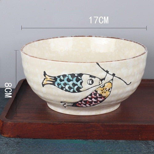 Japanese Hand-Painted 7-inch Ceramic Ramen Bowl