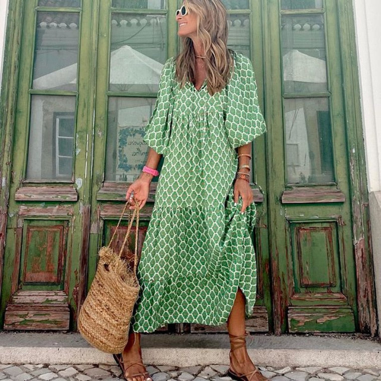 Boho Long Dress Floral Print